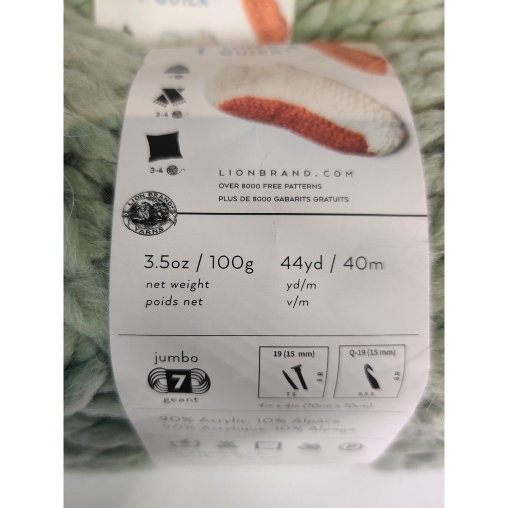 Touch Of Alpaca Thick & Quick Lion Brand Yarn Jumbo 7, Sage, 3 pack Lot - Picture 5 of 10